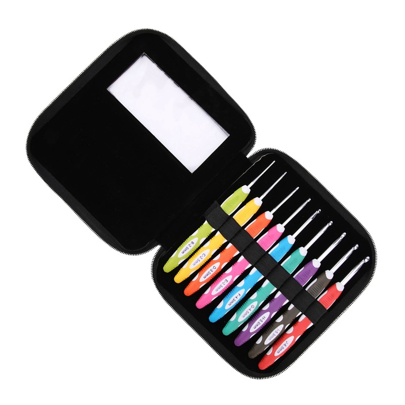 9PCS Crochet Hooks Set Knitting Smooth Needle Tools Ergonomic Plastic