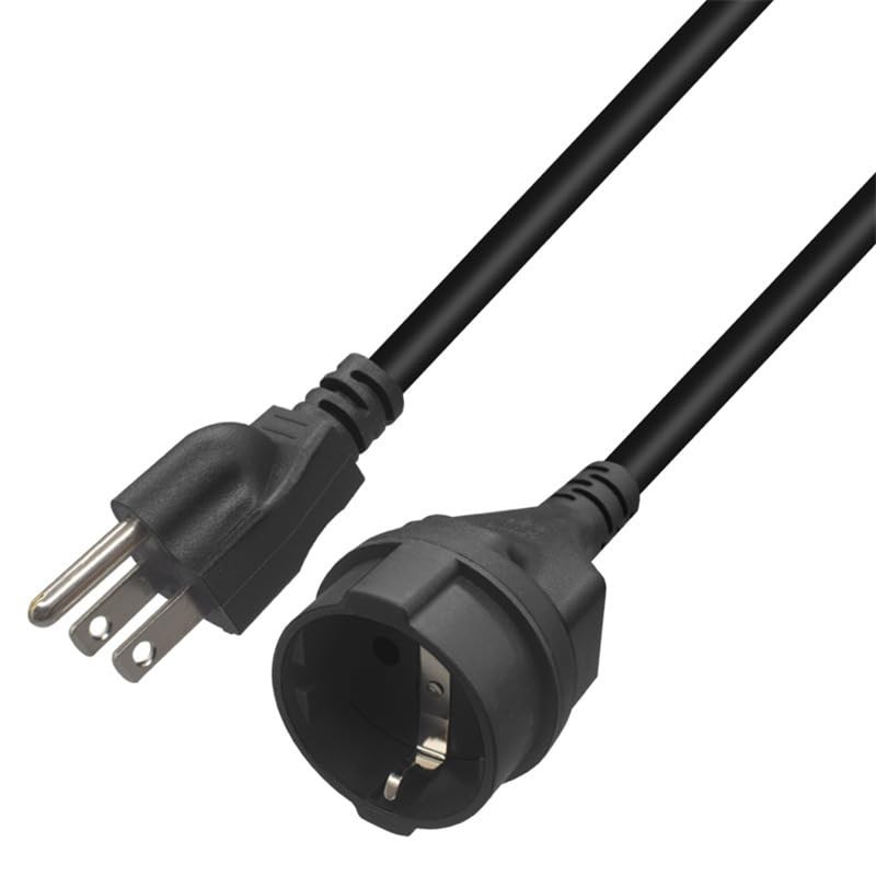 5-15P to Euro CEE7/7 Short Power Cord Plug,Toptekits US 3-Prong