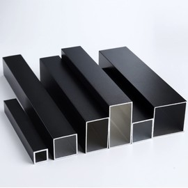 Surprecision Aluminum Square Tube Wall Thickness 1mm, Width 25mm, Height 50mm, Length 400mm/15.75" Matte Black Aluminum Tubing for Home Furnishing and Construction Decoration 2 Pcs