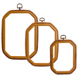 Framendino, 3 Pack Imitation Wood Embroidery Hoops Cross Stitch Craft Hoop Frame for Home Decoration 3 Sizes