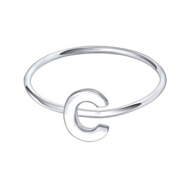 AoedeJ 925 Sterling Silver Stackable Initial Letter Rings Capital Letter Ring Charm Initial Band for Women (C, 9)