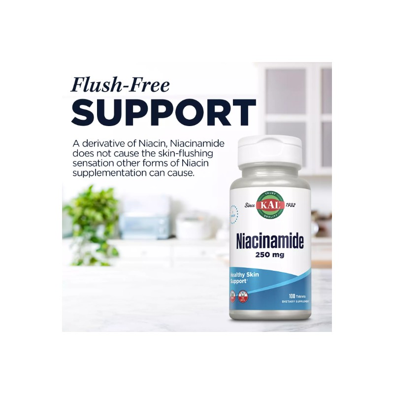KAL Niacinamide 250mg Tablets, Vitamin B3 Supplement for Skin Health,
