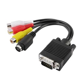FELTECHELECTR 3 Vga to S Video and Audio Converter Cable for Laptops and High Density Pin Male to Din Pin Female and Out Adapter for Tv Connectivity