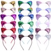 Bepod 18 Pieces Cat Ear Headbands, Sequin Headwear Hair Band