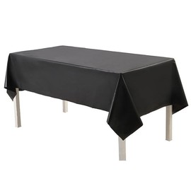 Happium Long Black Christmas Table Cloth Party 274x137cm PEVA Table Cover Party Table Cloth Disposable Tablecover for Parties, Plastic Tablecloth Black Disposable Tablecloth, Black Table Cloth