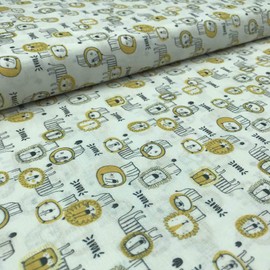 Kt KILOtela - Patchwork Fabric Sold by the Metre - Digital Print - 100% Cotton - 140 cm Width - Choice of Length 50 in 50 cm, Lion - Mustard, White, Black