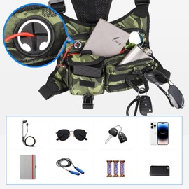 DEYACE Chest Bag for Men, Tactical Inspired Sports Utility Chest Pack, EDC Pouch Bag with Built-in Phone Holder for Workouts, Running, Cycling, Green