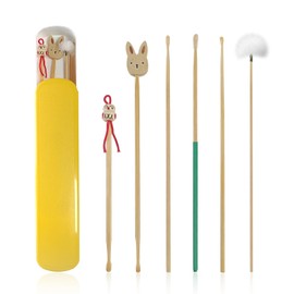 BRBASAP 6 Pieces Ear Pick Bamboo Ear Cleaner Picks Wooden Ear Cleaning Sticks for Adults Bamboo Ear Picker Stick Cleaning Tools Kit Durable Cute Ear Cleaning Stick Set with A Storage Box
