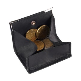 Benthill Small Leather Coin Purse - Mini Purse Made of Genuine Leather - Coin Chute - Vienna Box - Mini Coin Purse, black, coin purse