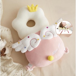 Cutties and Giggles Baby Head Protector,Baby Head Protector Backpack,Baby Backpack Head Protection Pillow for Walking (Cute angel Pink Velvet)