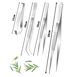 SOSALUK Set of 4 Stainless Steel Kitchen Tweezers