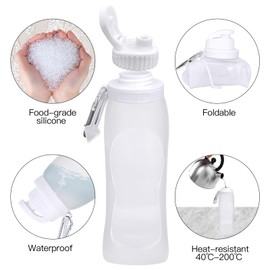 Foldable Water Bottle, Ultralight Sports Water Bottle, BPA-Free, 500 ml Portable Sports Bottle, Water Bottle with Leak-proof Design for Hot and Cold Drinks, Gym, Fitness, Yoga, Hiking, Outdoor