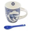 Gift Souvenirs Portuguese Ceramic Espresso Cup with Spoon – Blue