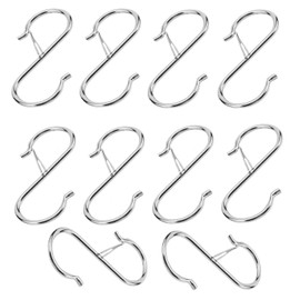 LUCTHY 10 Pcs S Hooks with Safety Buckle, Silver Heavy Duty Hanging Hooks