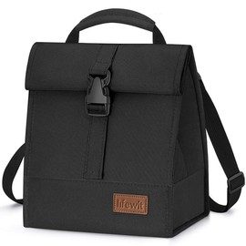 Lifewit Insulated Lunch Bag Rolltop, Portable and Foldable, 8L Capacity for Work, Picnics, Hiking, and Outdoor Activities - Color: Black, Capacity: 11L