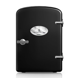 YSSOA 9 Cans Compact Mini Fridge, Warmer and Cooler Portable Refrigerator with Observation, Freon-Free & Eco Friendly, 6L with window, Black