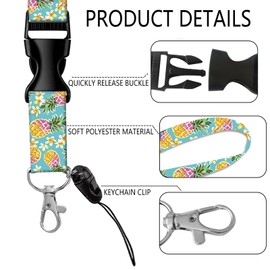 Badge Reels Retractable with Carabiner Reel Clip, ID Name Tag Work Badge Holder Belt Ferrule, Identity ID Badge Holder Cover Case for Office Work Nurse Teacher Student Gifts(Colorful Pineapple)