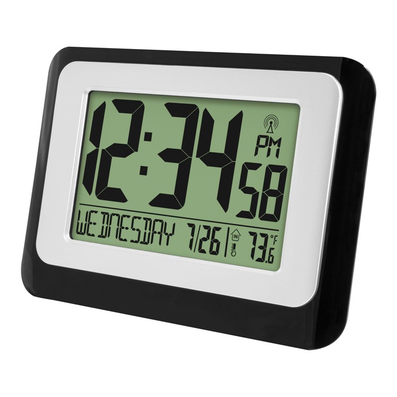 La Crosse Technology W88631 Digital Atomic Black Wall Clock with