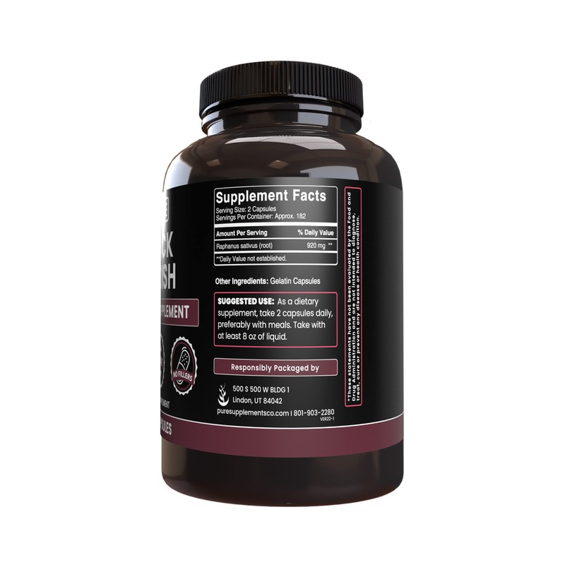 Pure Original Ingredients Black Radish (365 Capsules) No Magnesium Or