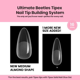 Beetles Tipex Gel Nail Kit, Medium Almond Nail Tips 224 Pcs Pre-Building Pre-Etched Almond False Nail Tips with UV Nail Glue, LED Mini Nail Lamp Thick Acrylic Nail Set for Women | beetles Gel Polish