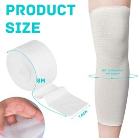 Tubular Elastic Bandage Size D Support Bandages Washable Reusable First Aid Gauze Dressing for Arms Lower Legs Sports 7.5CM x 8M