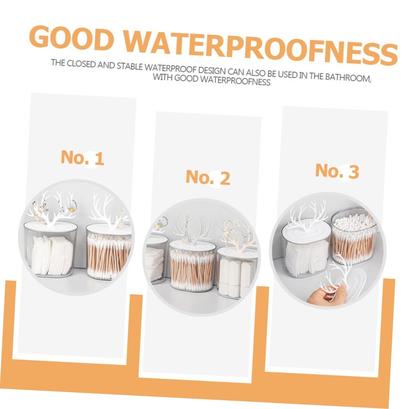 Ciieeo Cotton Holder with Lid Makeup Organizer for Cotton Swabs