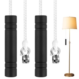 JUGCUT 2Pcs Black Bathroom Light Pull Cord, Pull Cord Light Switch with 150cm Light Pull Cord Handle Nylon Replacement Extension Light Pulls for Bathroom Ceiling Light Toilet Fan Switch