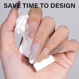AILLSA Puntas de uñas de gel medianas, forma ovalada, 5 colores naturales, juego de puntas de uñas postizas 4 en 1, uñas a presión, 140 piezas, prebas
