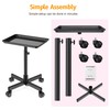 Premium Aluminum Black Salon Tray on Wheels -Adjustable Tattoo Trolley