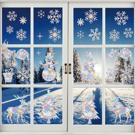 HIMKI Anti-Collision Window Stickers, 3 Sheets, Winter Stickers, Christmas Window Pictures, Snowflakes, Bird Protection, Window Stickers for Glass Panes, Protection Birds from Glass Collisions (A - 39