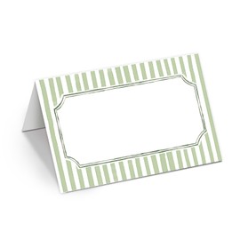 Whaline 100 Pcs Sage Green Place Cards Stripes Tented Card Seating Cards for Spring Wedding Birthday Bridal Shower Party Table Setting