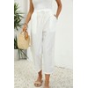 Jokeluck Women Casual Lightweight Drawstring Elastic Waist Cropped Linen Pants