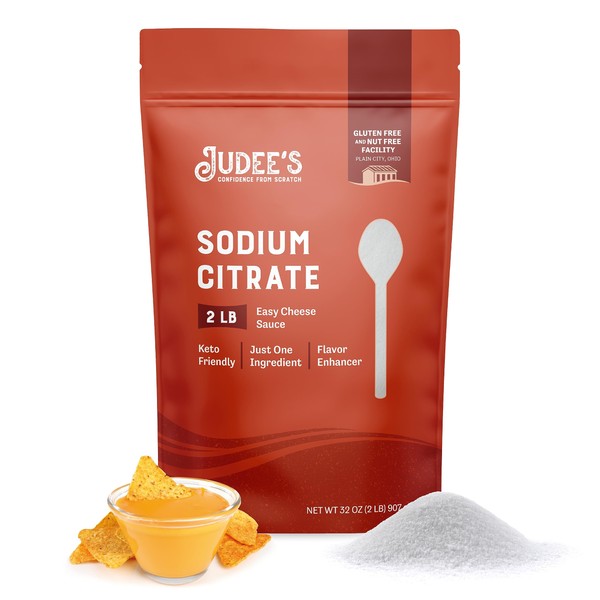 Judee’s Sodium Citrate - 2 lb - Delicious and 100% Gluten-Free & Keto-Friendly - Key for Velvety Smooth Cheese Sauces - Derived from Citric Acid - Serves as Preservative