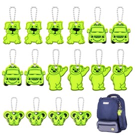 OSDUE Reflective Pendants, 16 Pcs Reflective Gear Backpack Pendants, School Bag Keychain Security Reflective Sheets Reflective Tags for Pets, Kids, Bicycles, Backpacks and Night Walks - (Star Style)