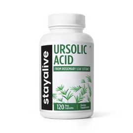 STAY ALIVE Ursolic Acid Supplement for Men & Women 300mg, 120 Pills, Rosemary Leaf Extract Powder, Non-GMO and Gluten-Free Pure Ursolic Acid Capsules