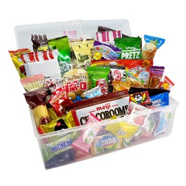 Japanese Snacks Dagashi Assorted Gift Box in Reusable Tote Box 40 Pieces
