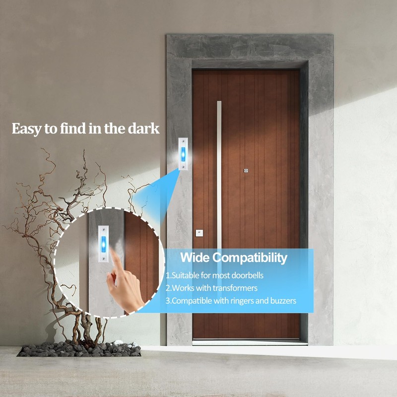 etoper Lighted Doorbell Button Replacement Wired Doorbell Button, LED Lighted