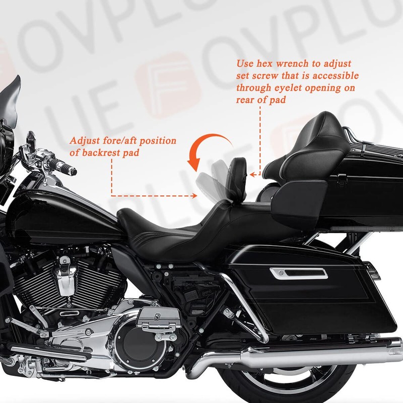 FOVPLUE Adjustable Rider Backrest, Detachable Plug-in Driver Backrest Pad w/Mounting