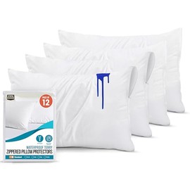 Utopia Bedding Set of 12 Waterproof Pillow Protectors with Zipper Standard Size, Terry Pillow Covers, Bed Bug and Dust Mite Proof Pillow Cases