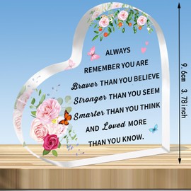 JMIMO Inspirational Gifts for Women Encouragement gifts Acrylic Plaque for Friend Her Birthday Christmas Graduation Gifts for Her Acrylic Plaque Present - You Are Braver Than You Believe
