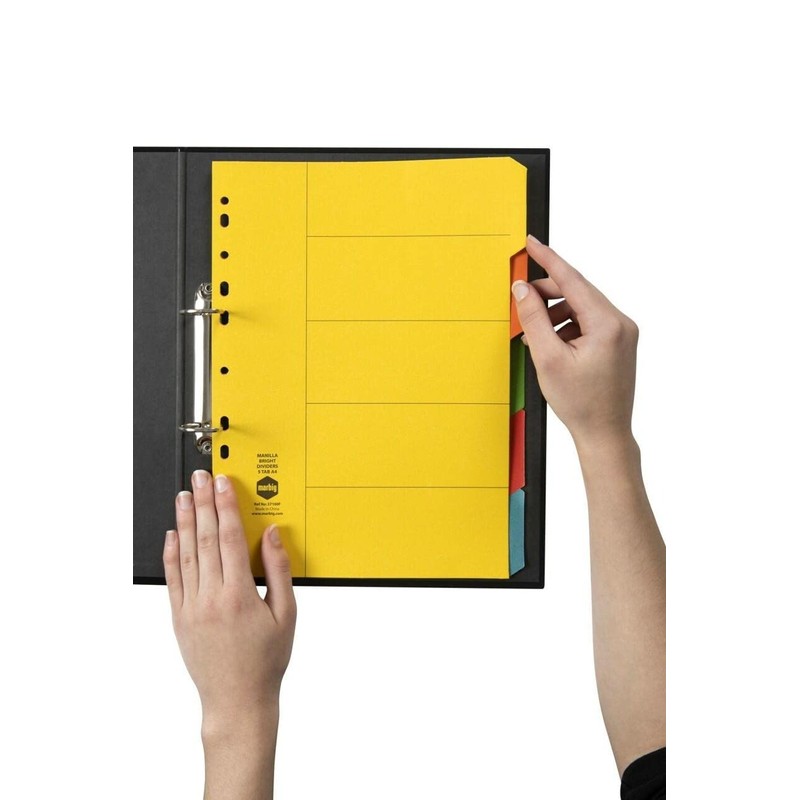 Marbig Indices & Dividers 5 Tab Manilla A4 Brights