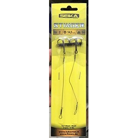 FTM Seika Pro Stinger with Drilling – 2 Stinger Hooks for Rubber Fish, Additional Hooks for Rubber Bait, Anxiety Hooks for Rubber Fishing, Length/Load Capacity/Hook Size: 14.5 cm/14 kg/Size 2