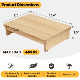 Half Steps for Seniors 3.5" Wooden Step Stool for Seniors with Non-Slip Rubber Feet, Sturdy Step Stool for Stairs, Solid Pinewood Platform Step for Indoor Use, 1 Piece