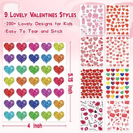 LINAYE Valentines Heart Stickers for Kids - 2000PCS Cute Valentines Day Stickers 45 Sheets Love Stickers for Cards Envelopes Craft Scrapbooking Valentine Day Party Supplies Favors for Girls Boys