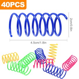 OioTuyi 40Pcs Cat Spring, Colorful Cat Springs, Durable, Interactive Kitten Toys, Plastic Spiral Springs for Swatting, Biting, Hunting Cat Creative Gift for Kittens