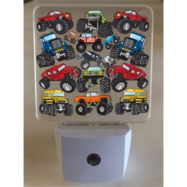 Monster Truck LED Auto Dusk to Dawn Sensor Night Lights Children's Night Lights for Boys Nursery, Bathroom, and Bedroom Wall Decor
