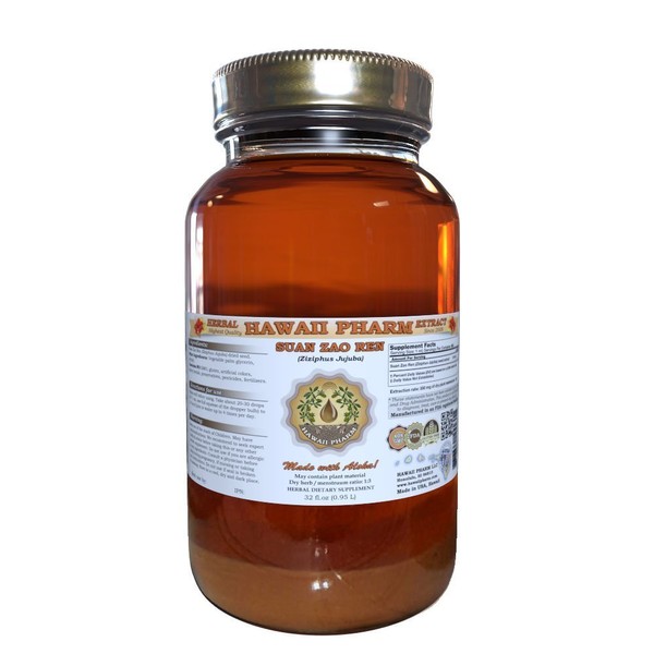 Suan Zao Ren (Ziziphus Jujuba) Tincture, Organic Dried Seeds Liquid Extract, Chinese Date, Herbal Supplement 32 oz Unfiltered