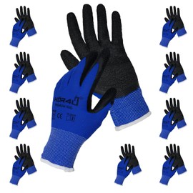 kör4u® 10 Pairs Of Breathable Work Gloves, Universal Protective Gloves with Coating, Suitable for Every Use, for Car, Gardening, Construction Work and Much More (S, Premium 100)