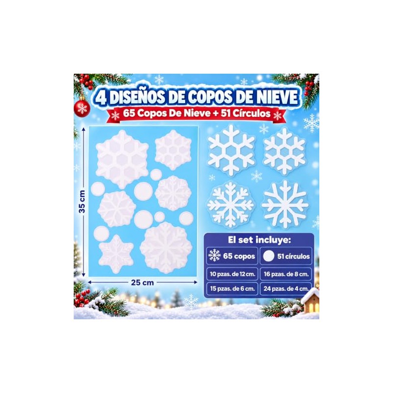 116PCS Adornos Navideños para Ventanas, Navideñas Copos de Nieve