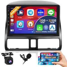 Roinvou 2+32G Android Car Stereo for Honda CR-V CRV 2002-2006, 9" Touchscreen in-Dash GPS Navigation with Wireless CarPlay Android Auto Mirror Link WiFi Bluetooth FM RDS Radio Backup Camera